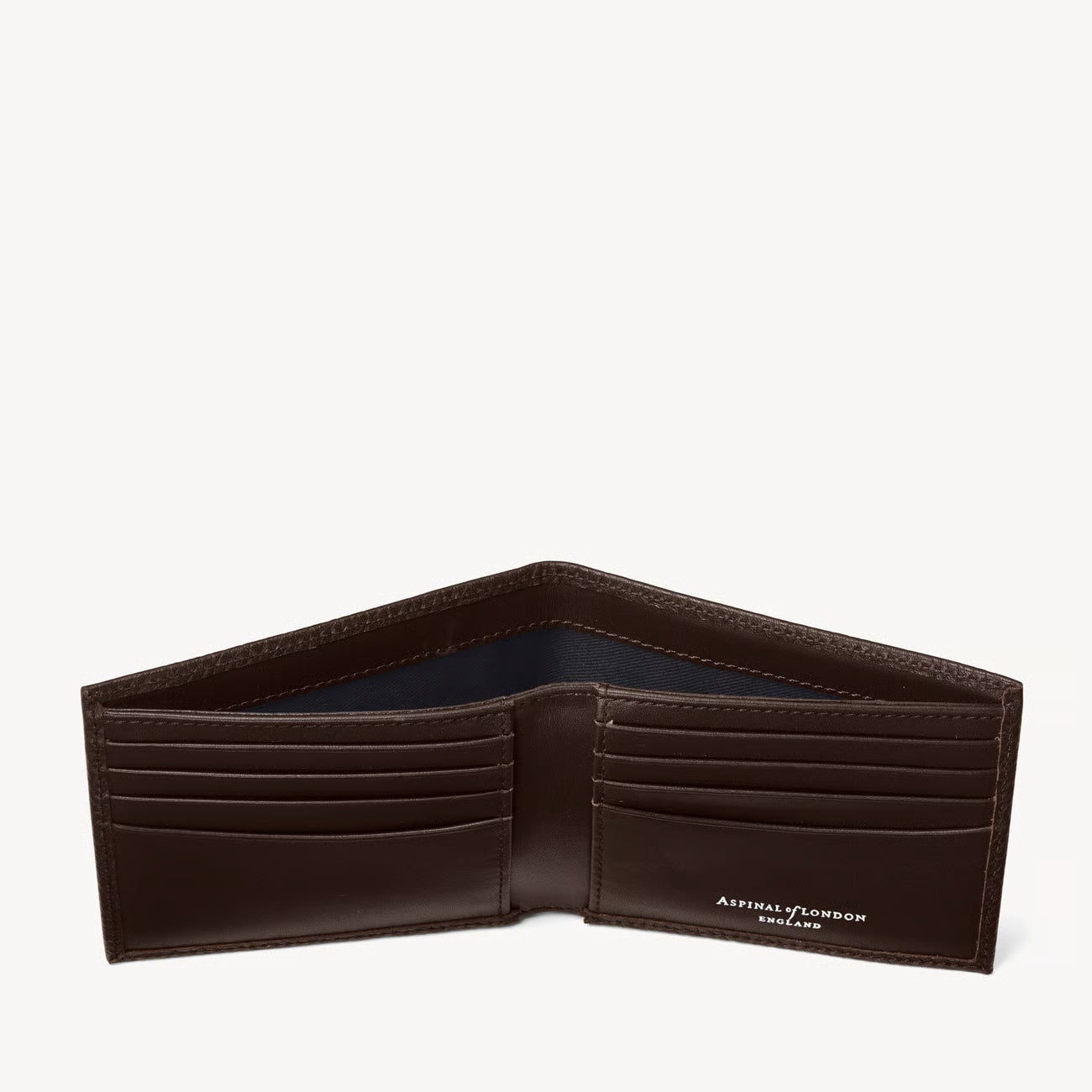 Aspinal of London 8 Card Billfold Wallet - Chocolate Pebble