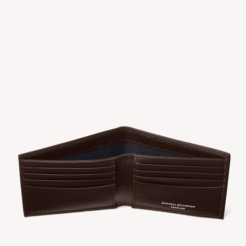 Aspinal of London 8 Card Billfold Wallet - Chocolate Pebble