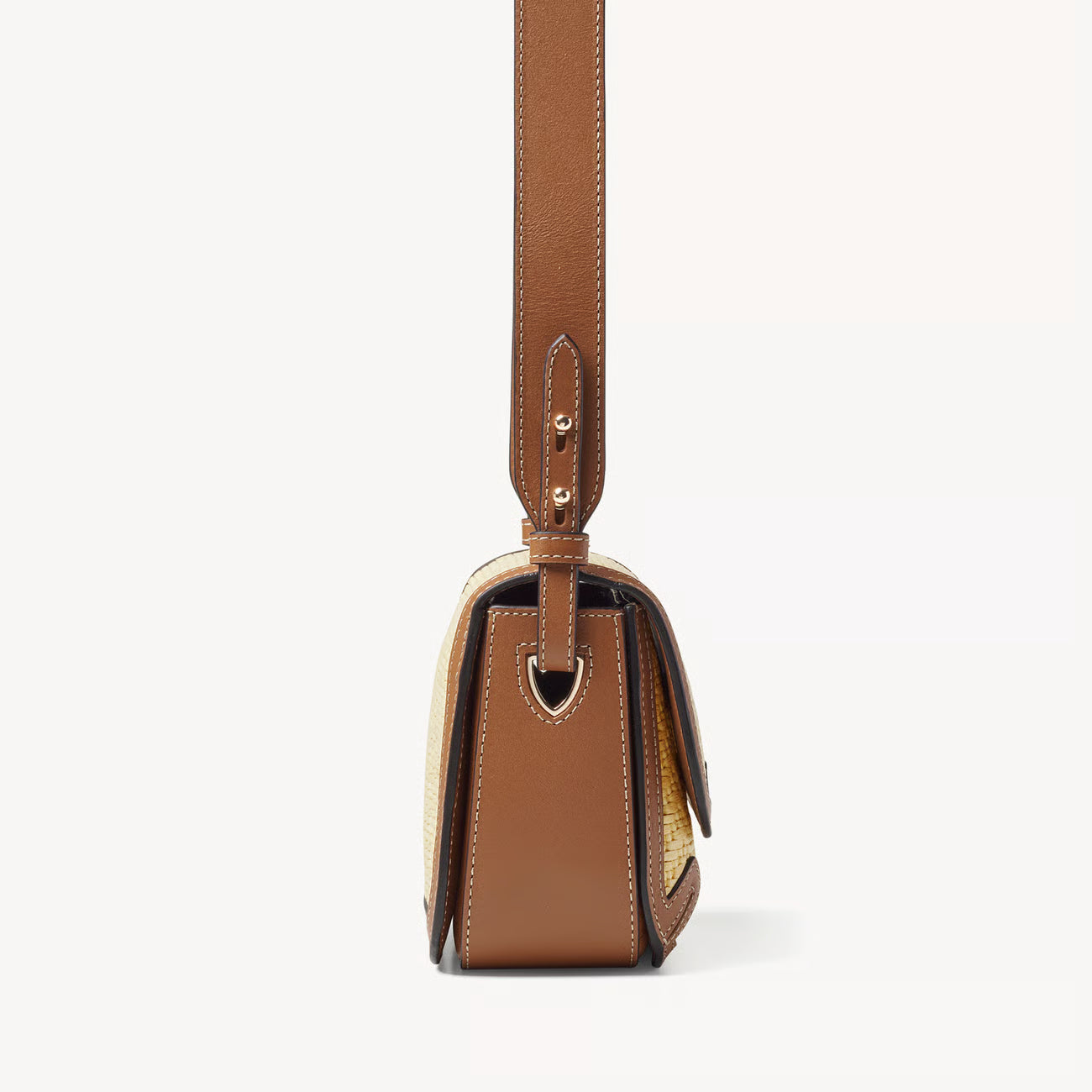 Aspinal of London Ella Crossbody Bag – Natural Raffia & Smooth Tan