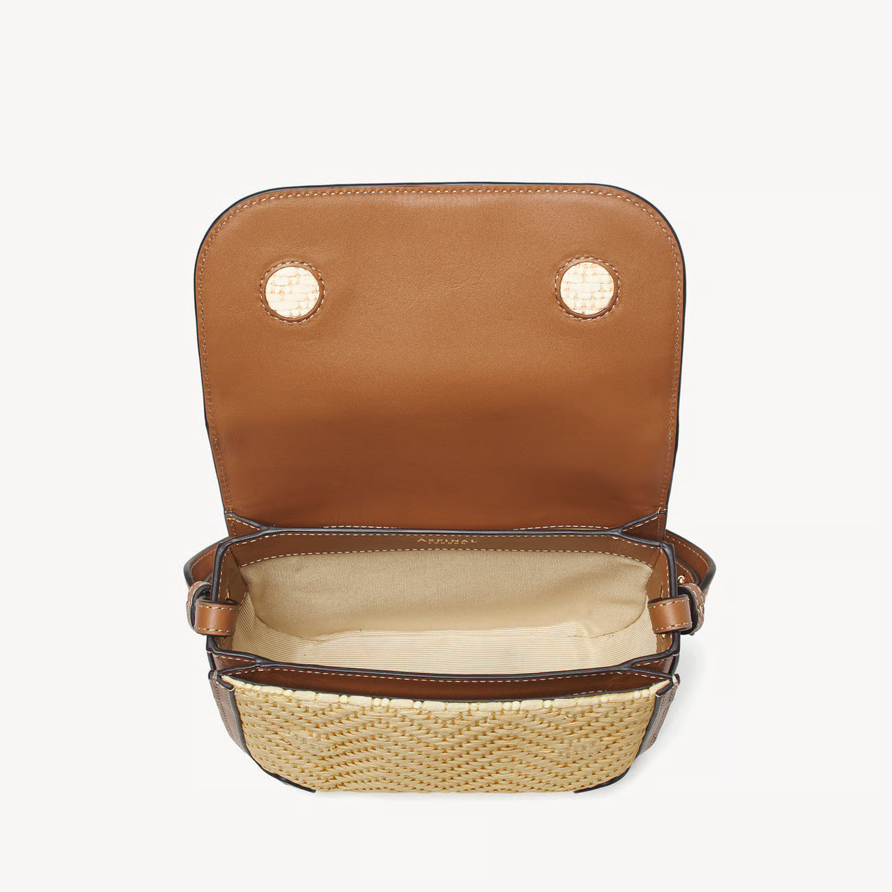 Aspinal of London Ella Crossbody Bag – Natural Raffia & Smooth Tan