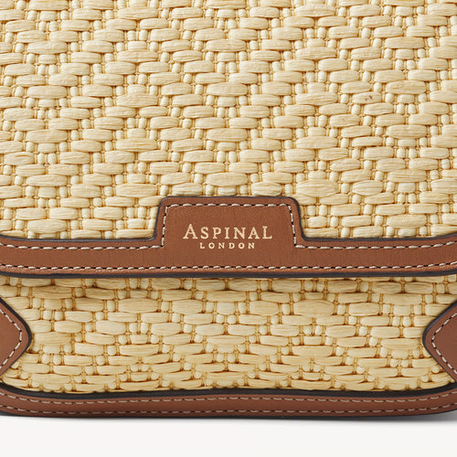 Aspinal of London Ella Crossbody Bag – Natural Raffia & Smooth Tan