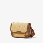 Aspinal of London Ella Crossbody Bag – Natural Raffia & Smooth Tan