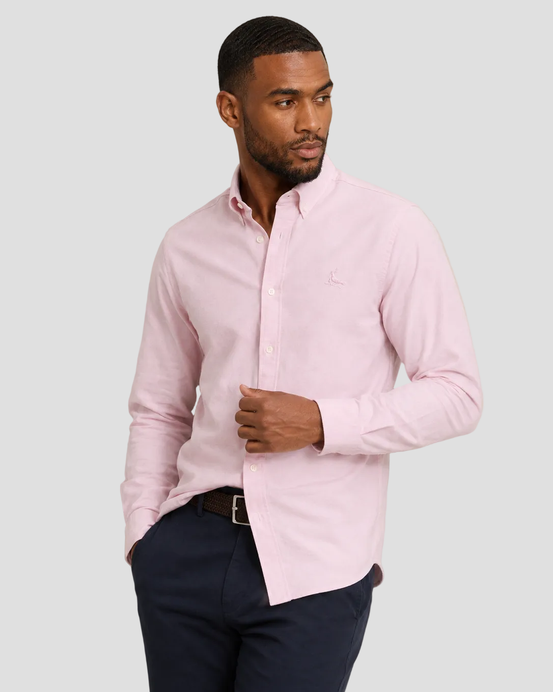 Charles Tyrwhitt Button-Down Stretch Washed Oxford Shirt - Light Pink