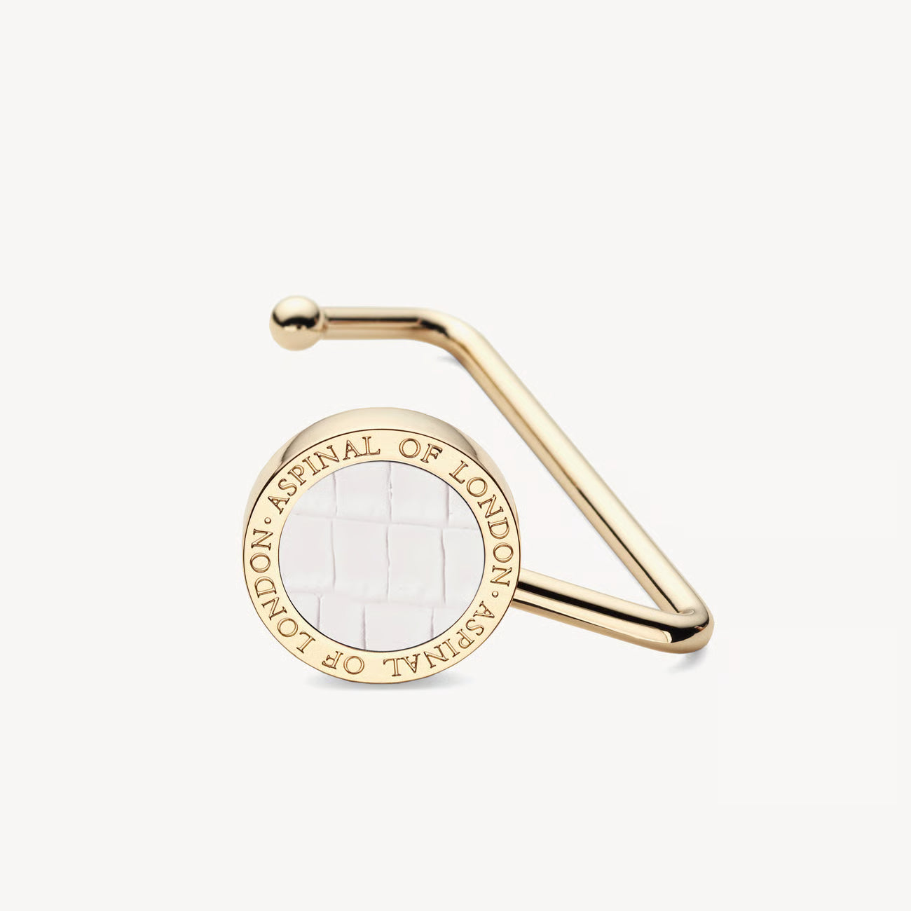 Aspinal of London Handbag Hook - Deep Shine Chalk White Small Croc