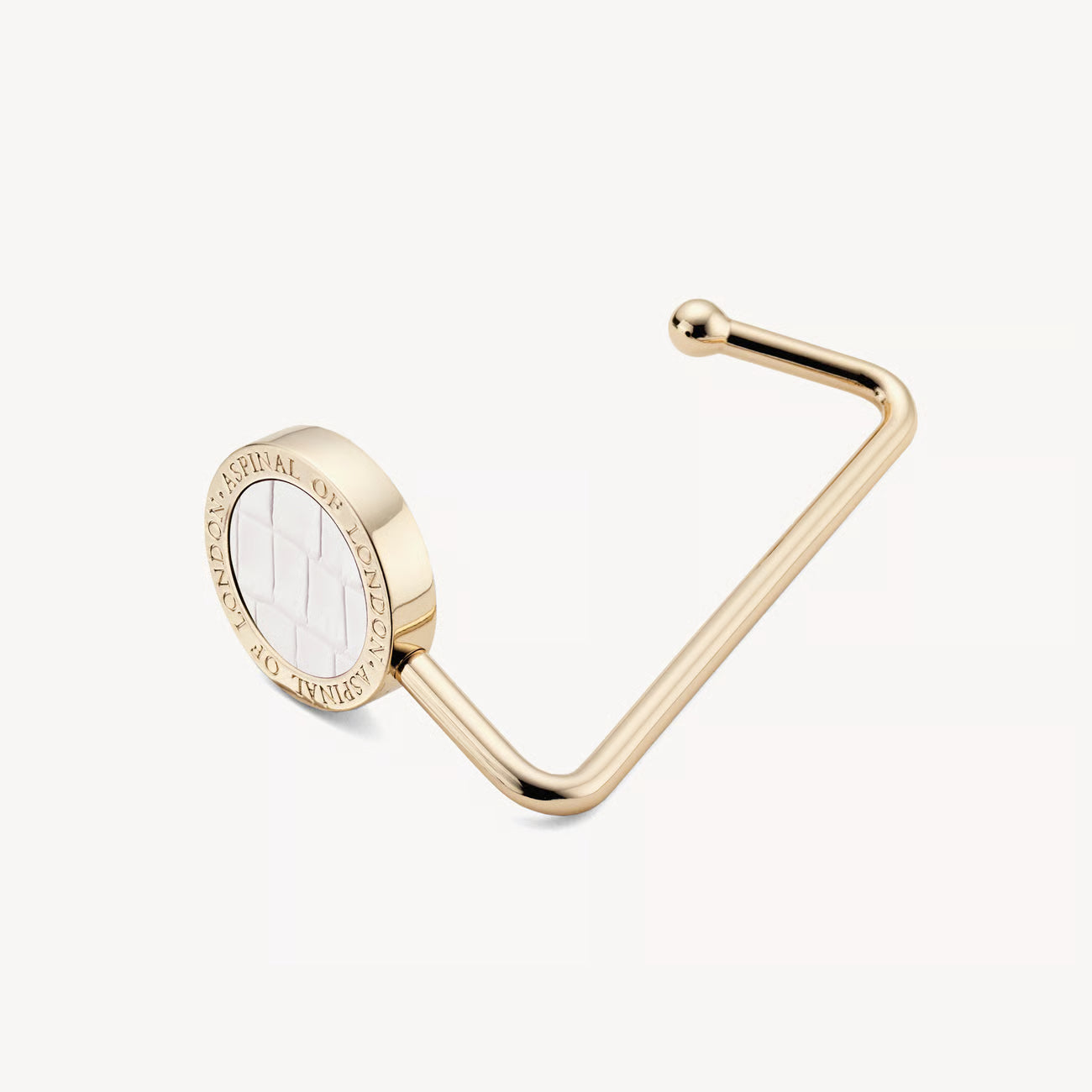 Aspinal of London Handbag Hook - Deep Shine Chalk White Small Croc