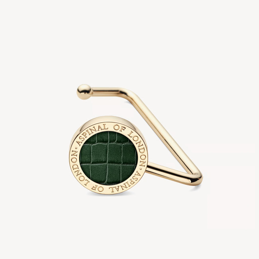 Aspinal of London Handbag Hook - Deep Shine Evergreen Small Croc