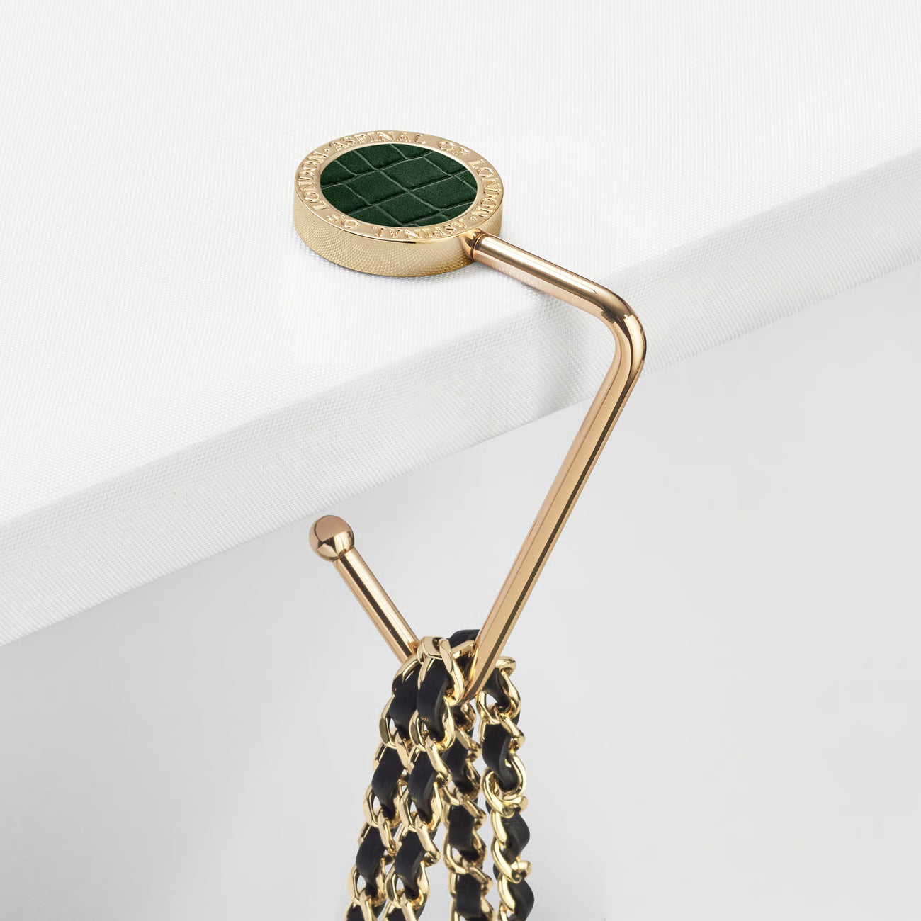 Aspinal of London Handbag Hook - Deep Shine Evergreen Small Croc