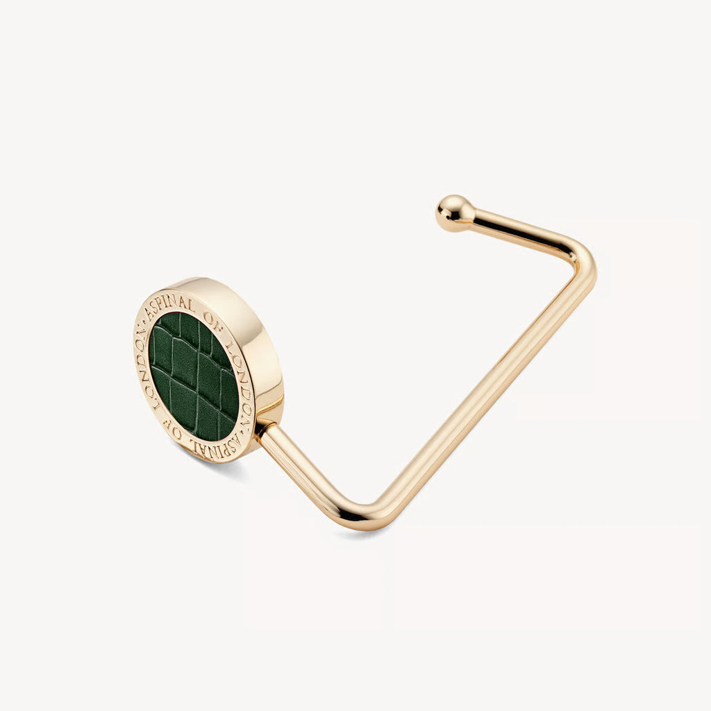 Aspinal of London Handbag Hook - Deep Shine Evergreen Small Croc