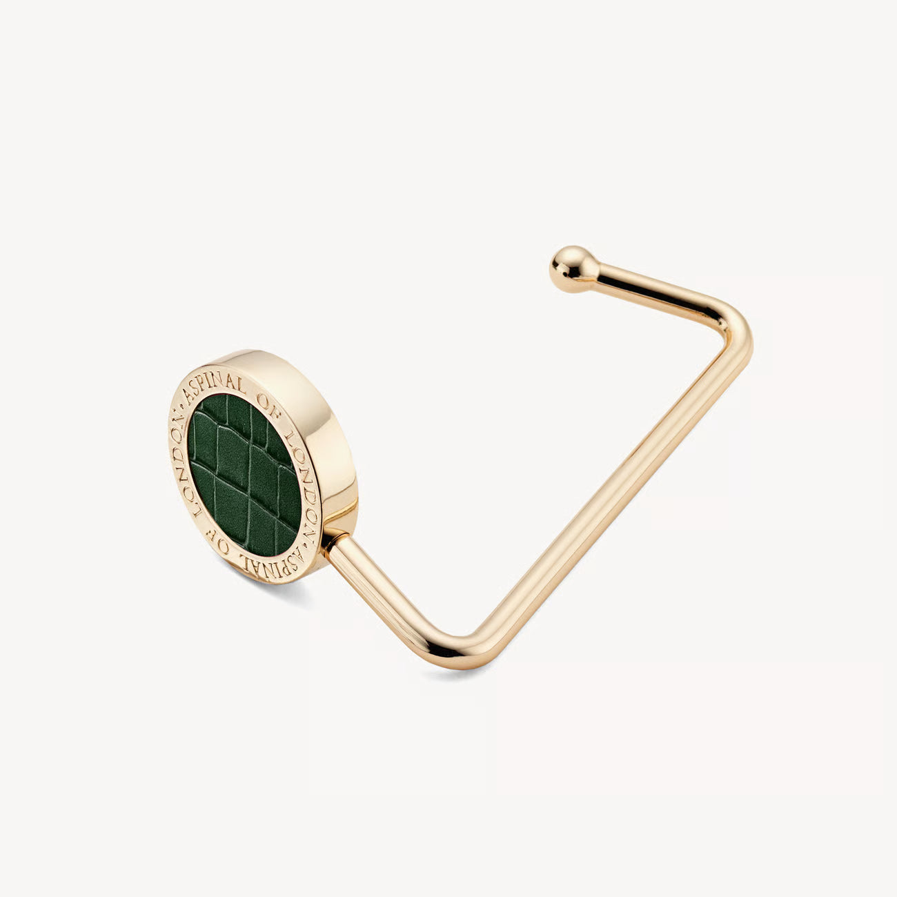 Aspinal of London Handbag Hook - Deep Shine Evergreen Small Croc