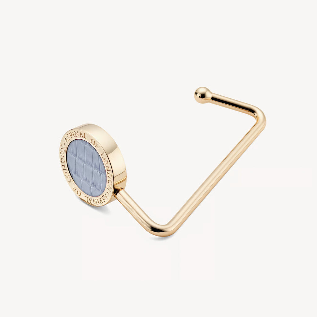 Aspinal of London Handbag Hook - Deep Shine Sky Blue Small Croc