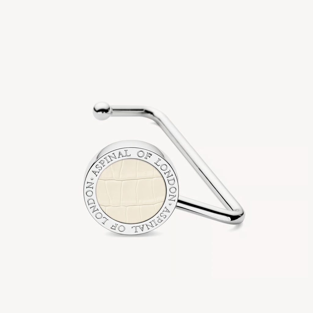 Aspinal of London Handbag Hook - Deep Shine Ivory Small Croc