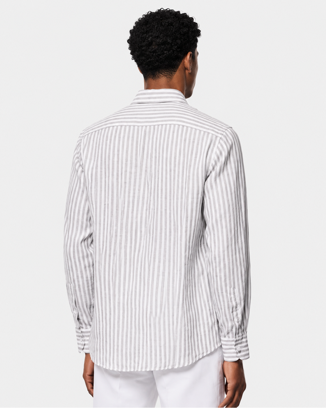 Hawes & Curtis Khaki & White Stripe Linen Shirt