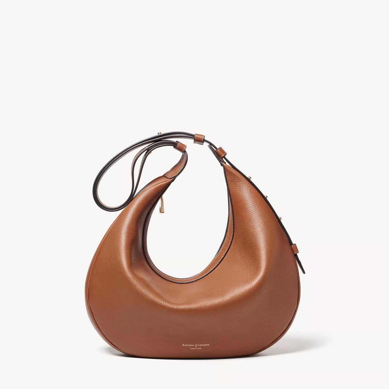 Aspinal of London Soho Large Crescent Bag – Tan Milled Pebble