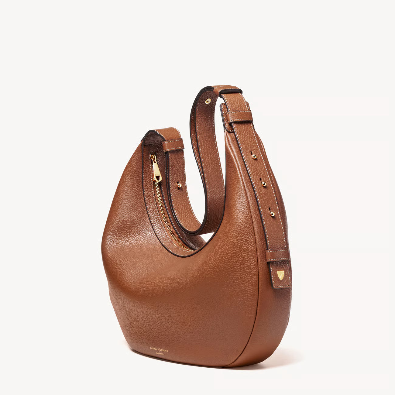 Aspinal of London Soho Large Crescent Bag – Tan Milled Pebble