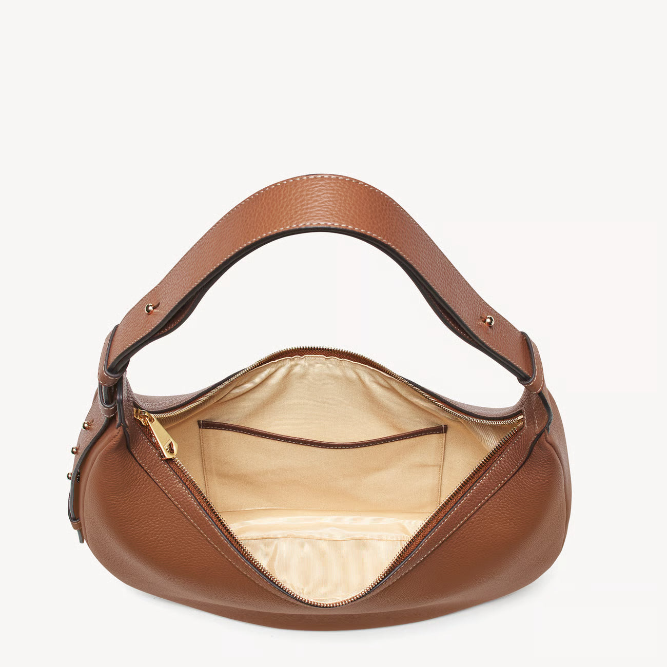 Aspinal of London Soho Large Crescent Bag – Tan Milled Pebble