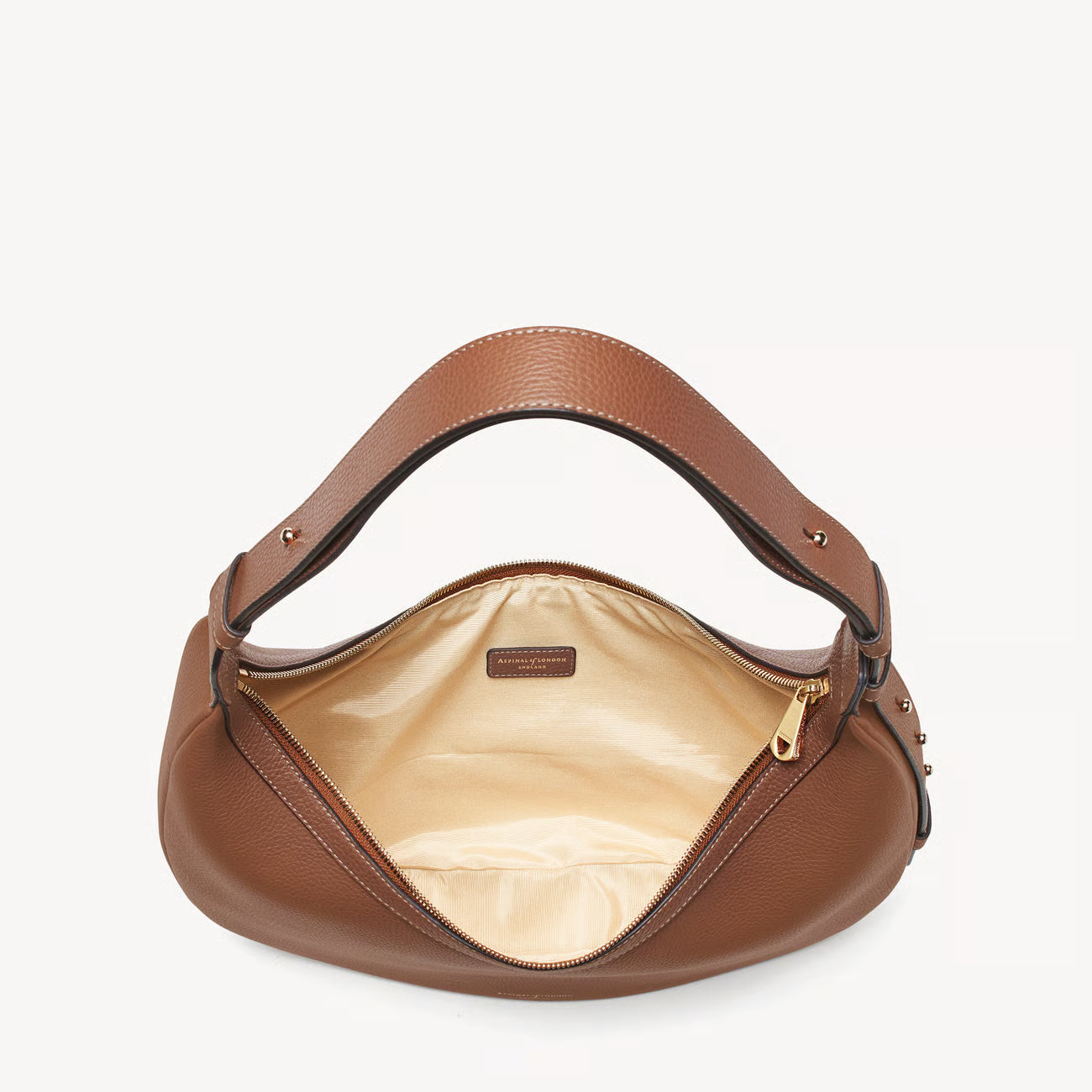 Aspinal of London Soho Large Crescent Bag – Tan Milled Pebble