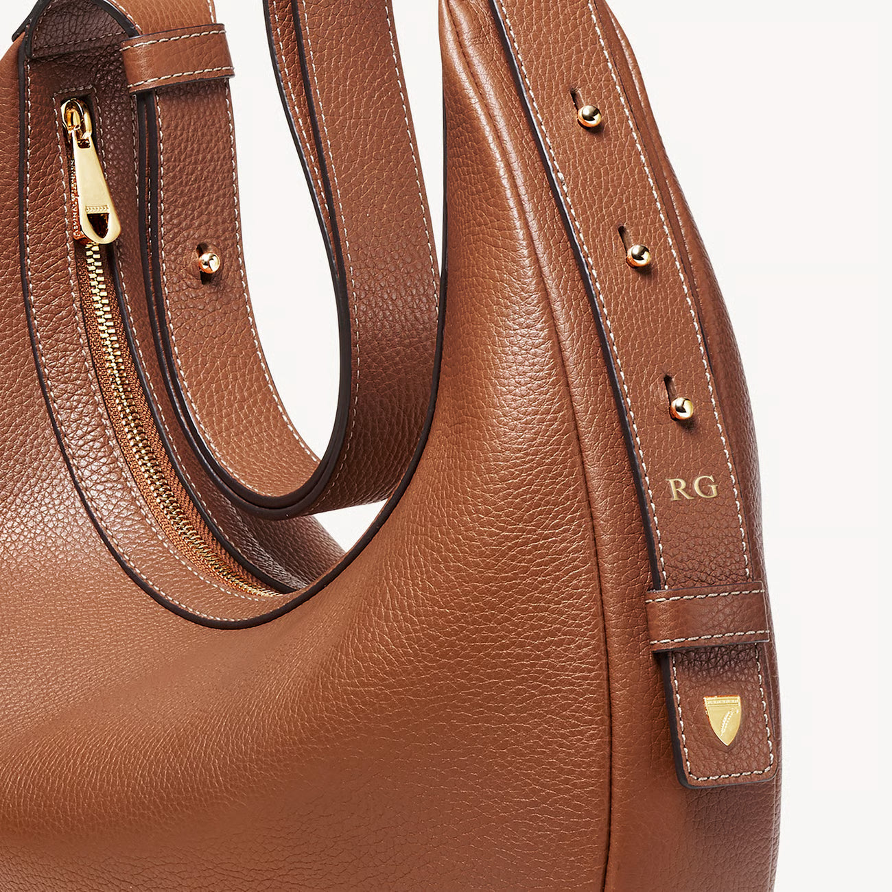 Aspinal of London Soho Large Crescent Bag – Tan Milled Pebble