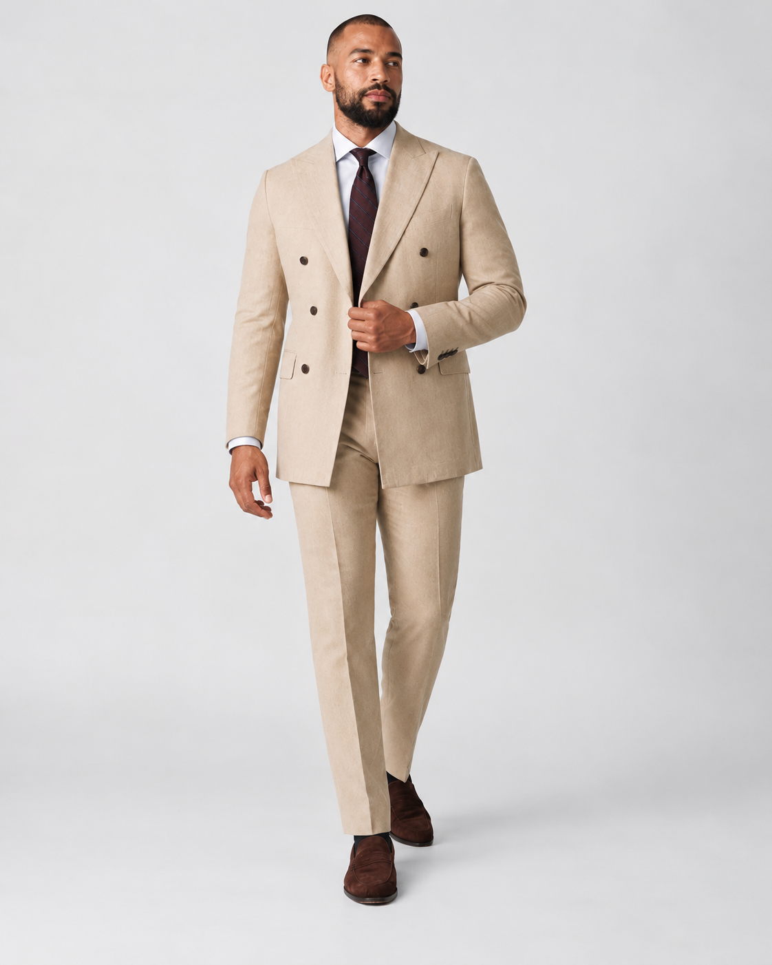 Charles Tyrwhitt Double Breasted Linen Suit - Taupe