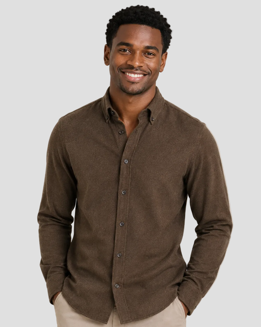 Charles Tyrwhitt Brushed Flannel Shirt - Chocolate Brown