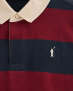 Polo Club Long-Sleeve Striped Polo Shirt – Navy Blue & Maroon