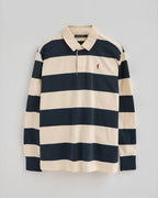 Polo Club Long-Sleeve Striped Polo Shirt – Navy Blue & Nude