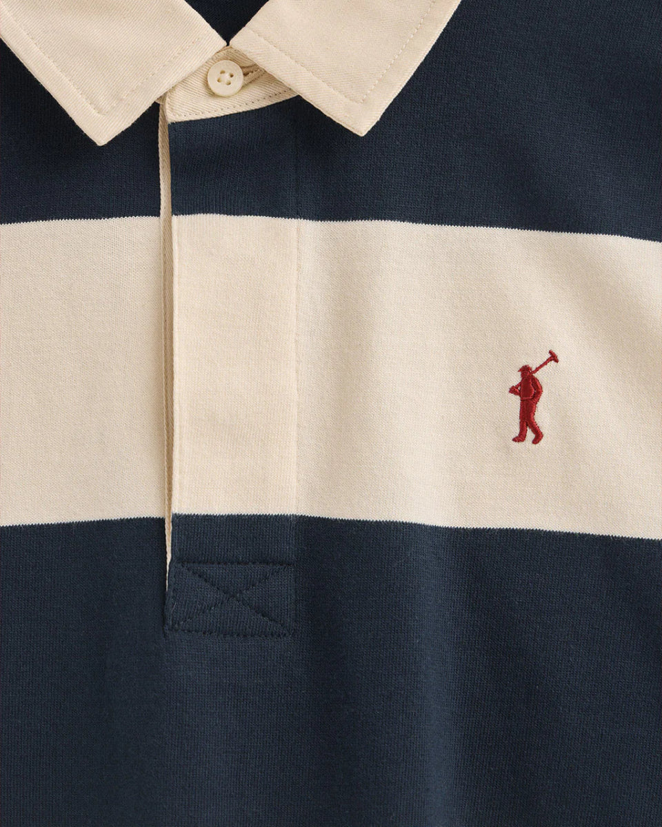Polo Club Long-Sleeve Striped Polo Shirt – Navy Blue & Nude