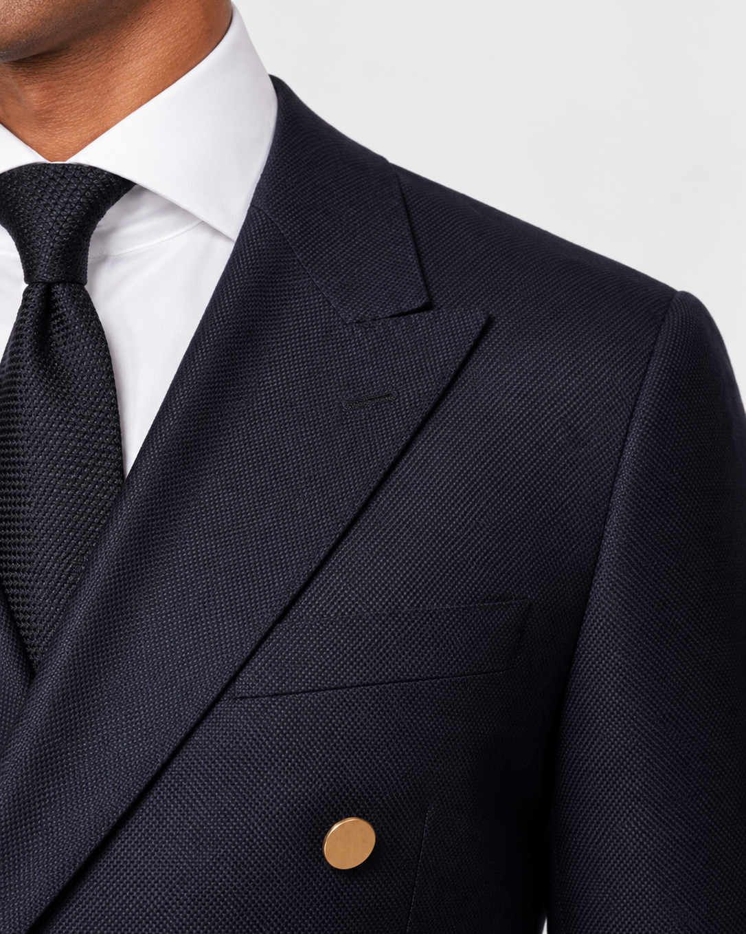 Hawes & Curtis Slim Fit Navy Blazer - Double Breasted, Pure Wool