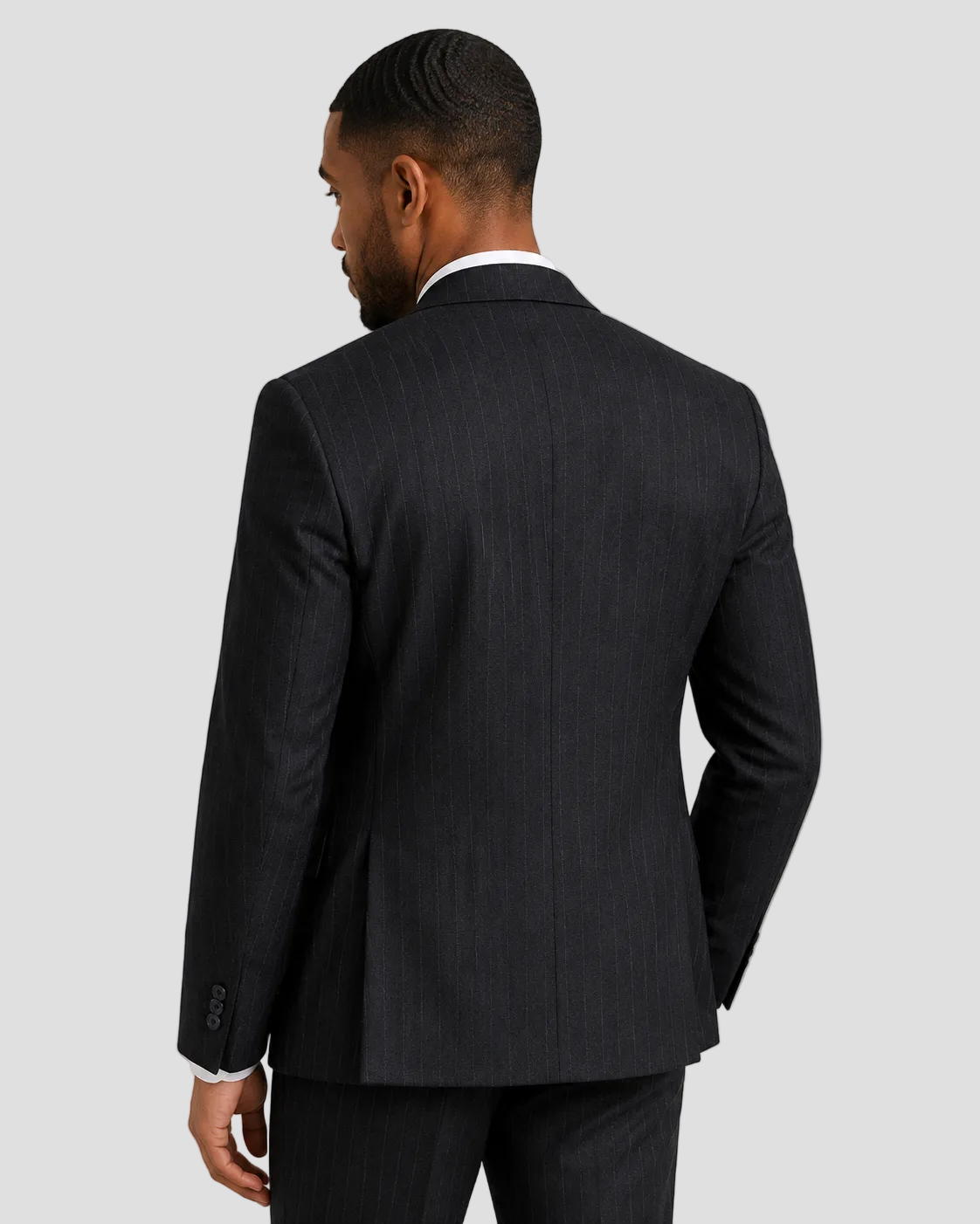 Charles Tyrwhitt Italian Flannel Stripe Suit Jacket - Charcoal Grey