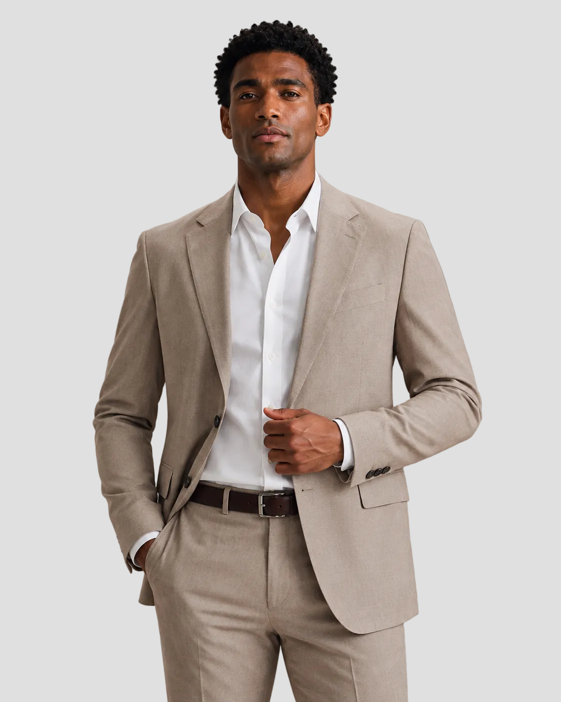 Charles Tyrwhitt Italian Luxury Flannel Jacket - Taupe
