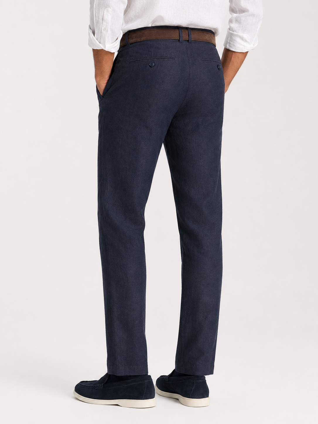 Charles Tyrwhitt Linen Cotton Chinos - Navy