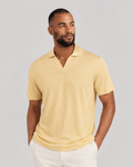 Hackett London Classic Fit Short Sleeve Textured Knit Polo - Golden Yellow