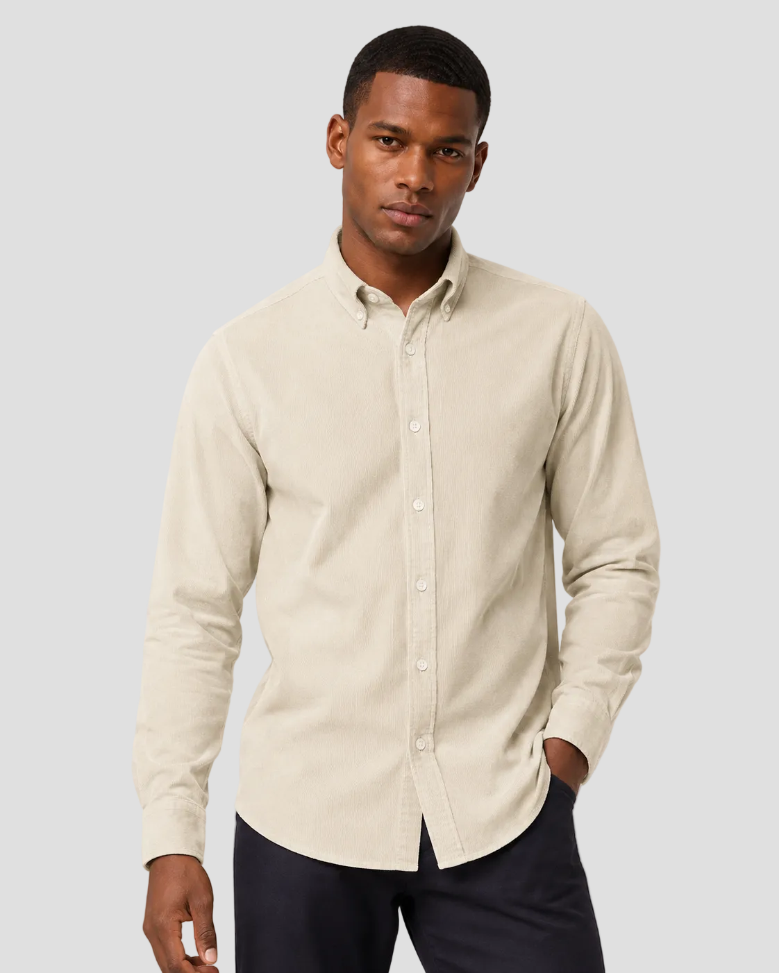 Charles Tyrwhitt Corduroy Stretch Shirt - Cream