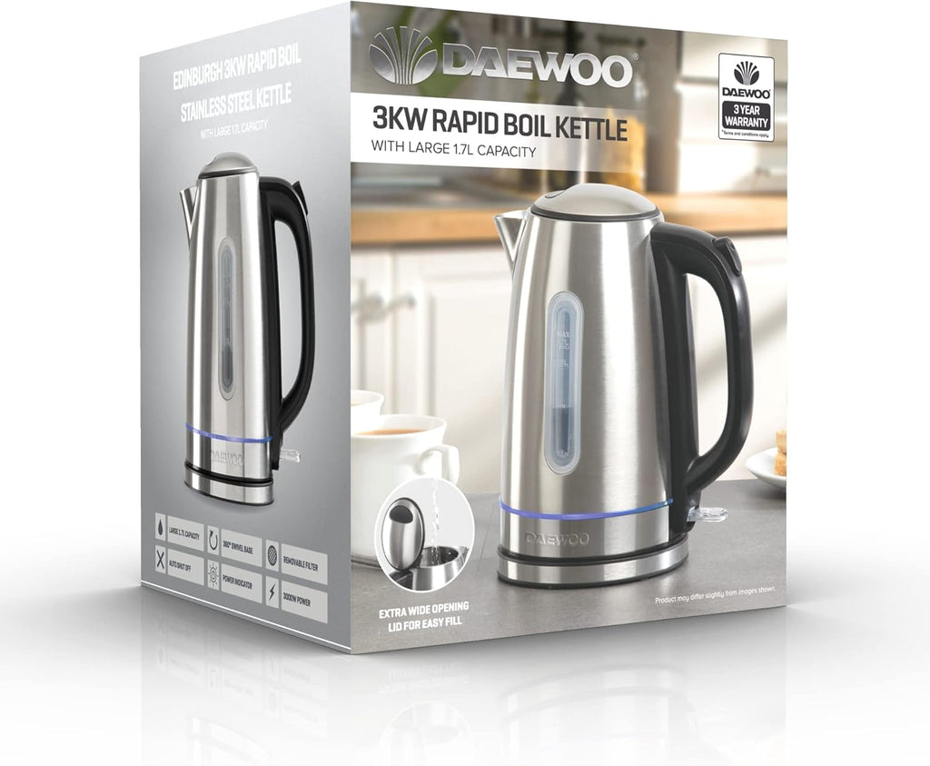 Daewoo 3KW Rapid Boil Kettle, Large 1.7L Capacity