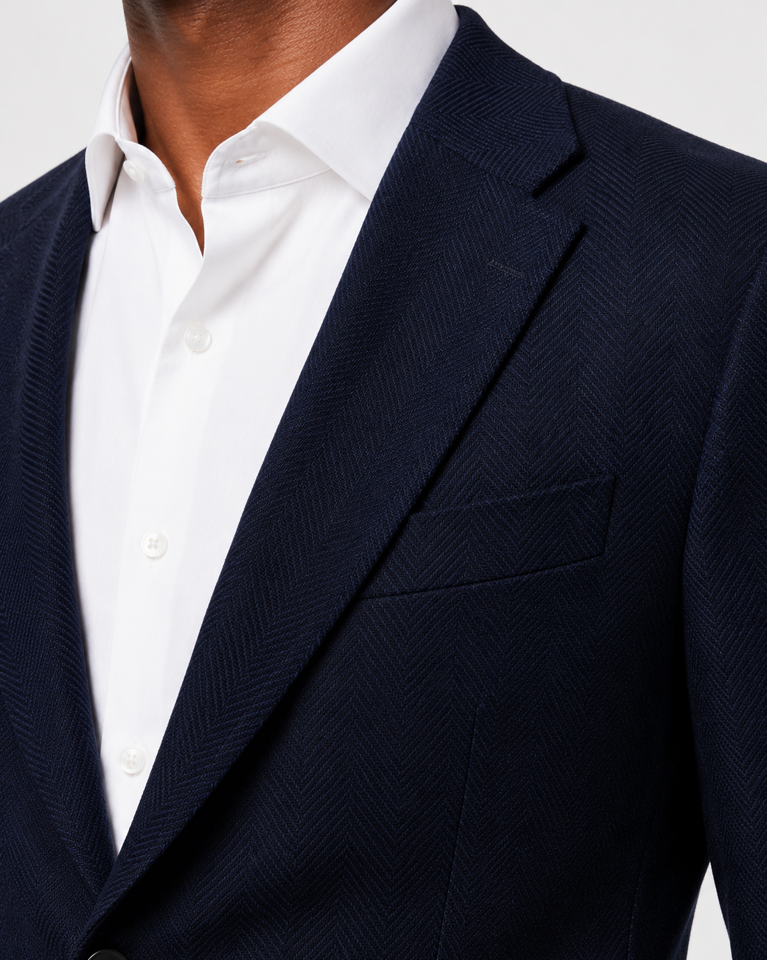Hawes & Curtis Tailored Fit Navy Herringbone 1913 Blazer