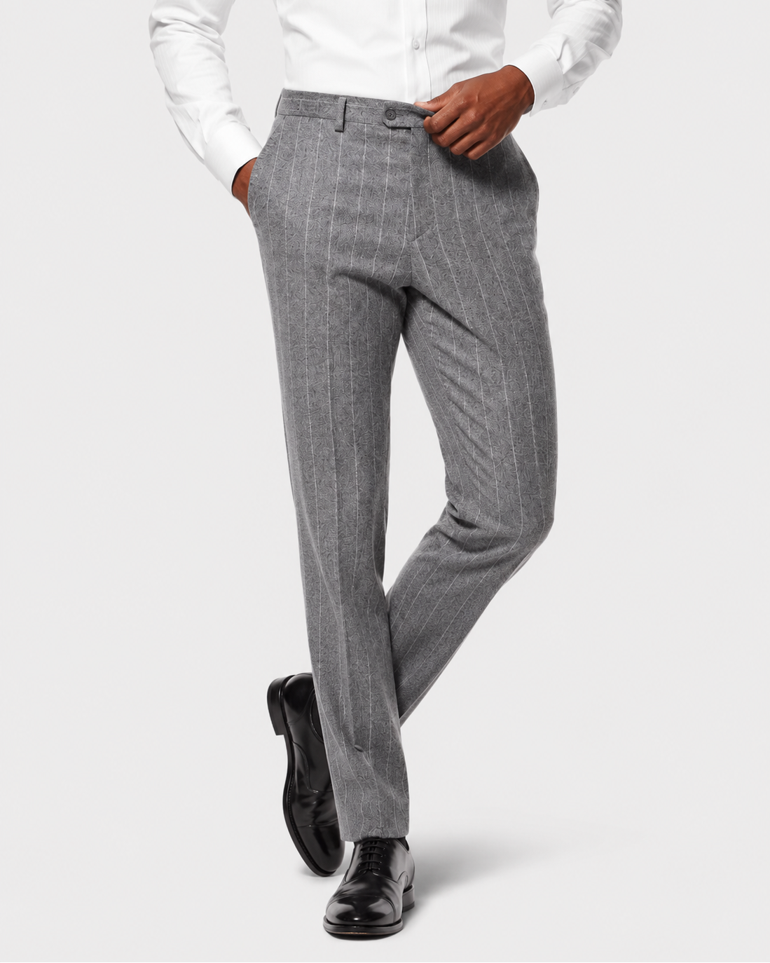 Hawes & Curtis Tailored Fit Grey Stripe 1913 Suit - Double Breasted