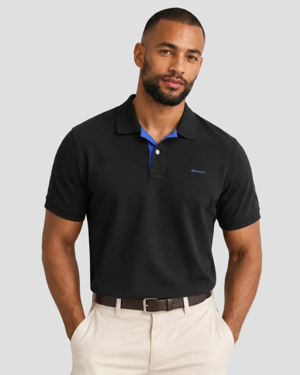GANT Contrast Piqué Polo Shirt - Black