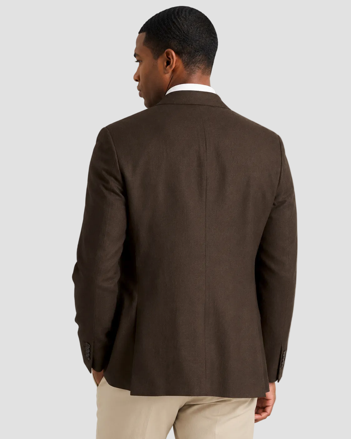 Charles Tyrwhitt Double Breasted Pure Linen Jacket - Chocolate Brown