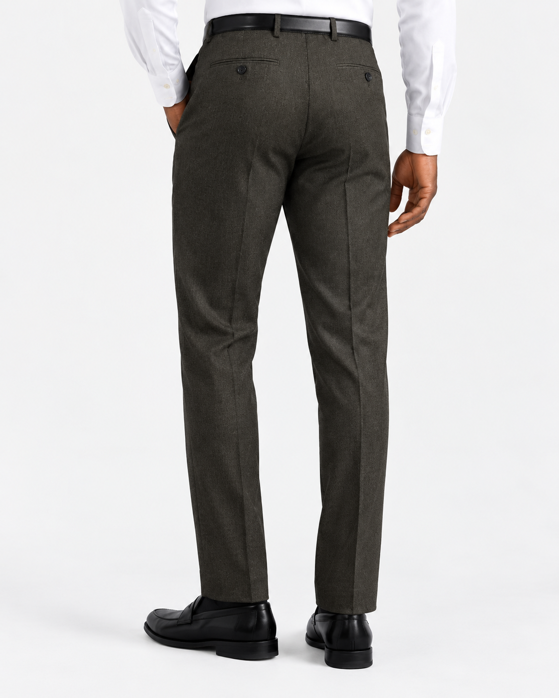 Charles Tyrwhitt Italian Flannel Stripe Suit Trousers - Olive Green