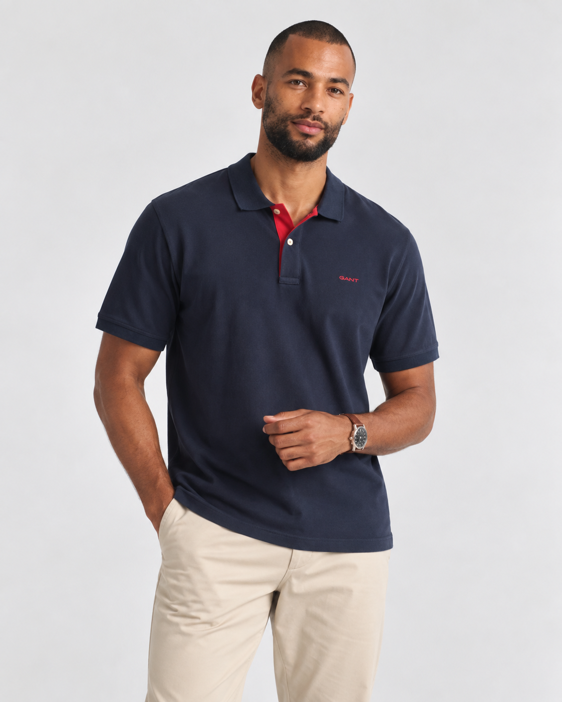 GANT Contrast Piqué Polo Shirt - Evening Blue