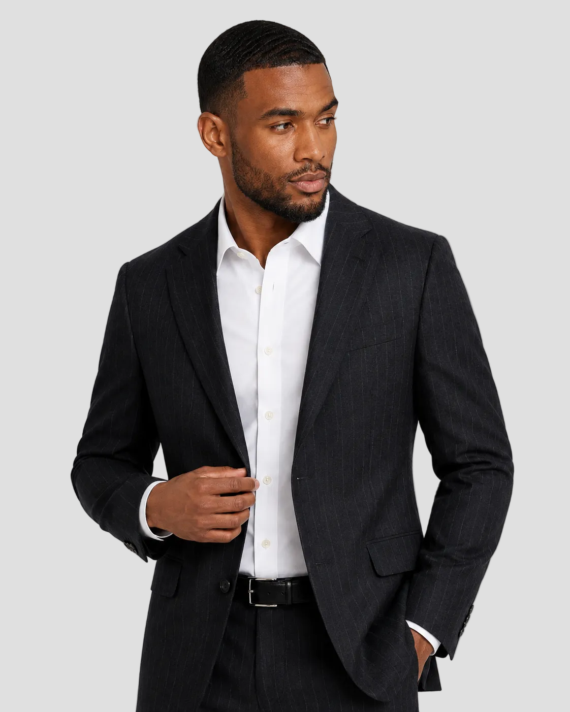 Charles Tyrwhitt Italian Flannel Stripe Suit Jacket - Charcoal Grey