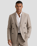 Charles Tyrwhitt Italian Luxury Double Breasted Flannel Jacket - Taupe