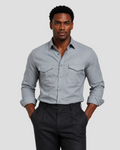 Hawes & Curtis Slim Fit Brushed Shirt - Grey