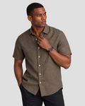 Charles Tyrwhitt Pure Linen Short Sleeve Shirt - Mocha