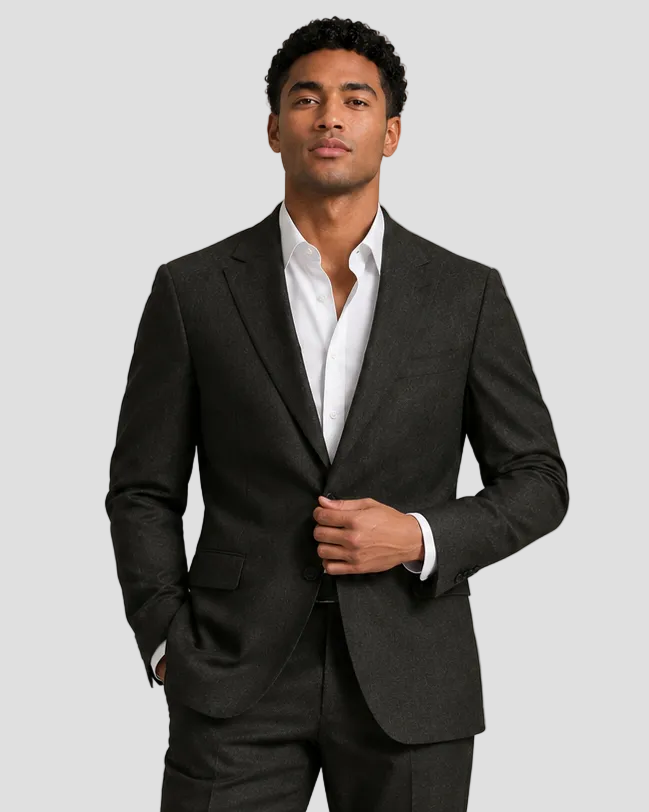 Charles Tyrwhitt Italian Luxury Flannel Jacket - Olive Green