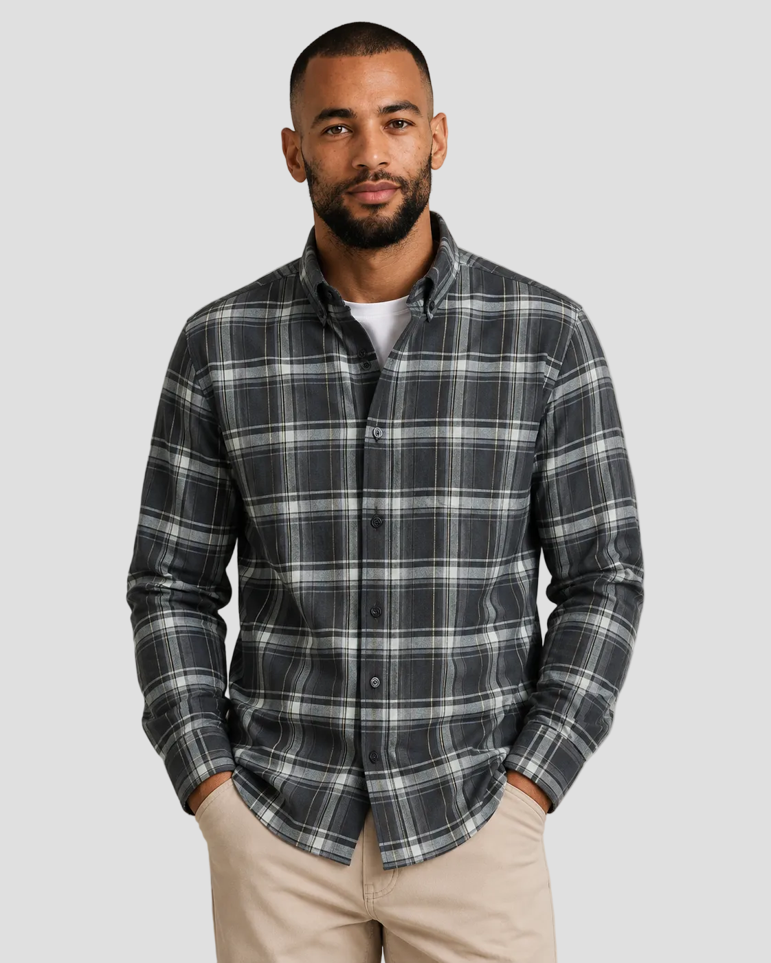 Charles Tyrwhitt Brushed Flannel Shirt - Charcoal Grey