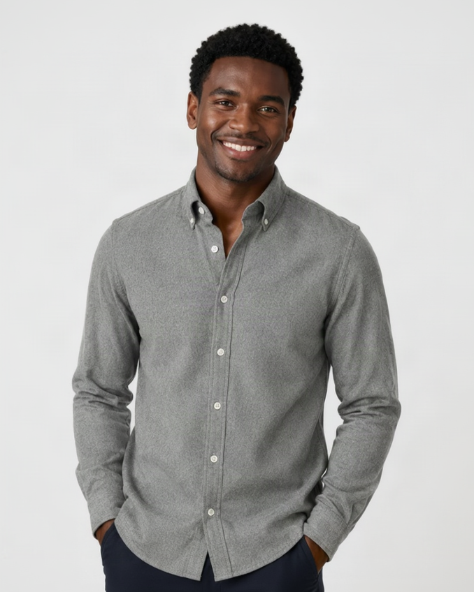 Charles Tyrwhitt Brushed Flannel Shirt - Grey