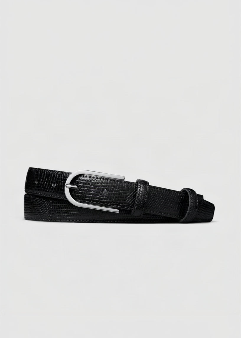 SUITSUPPLY Black Croc Leather Belt