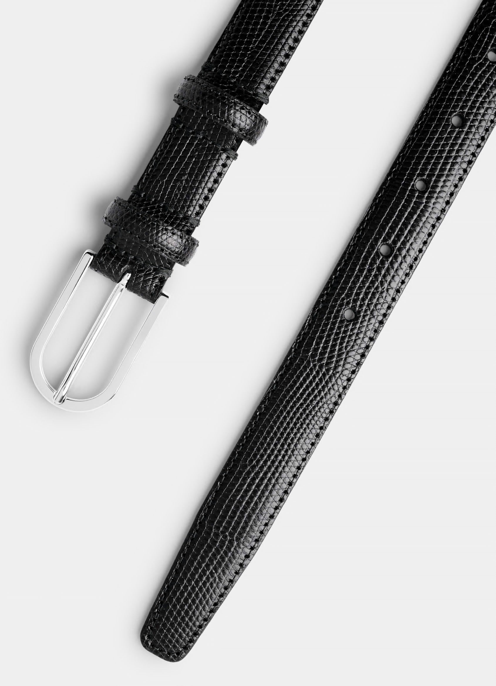 SUITSUPPLY Black Croc Leather Belt