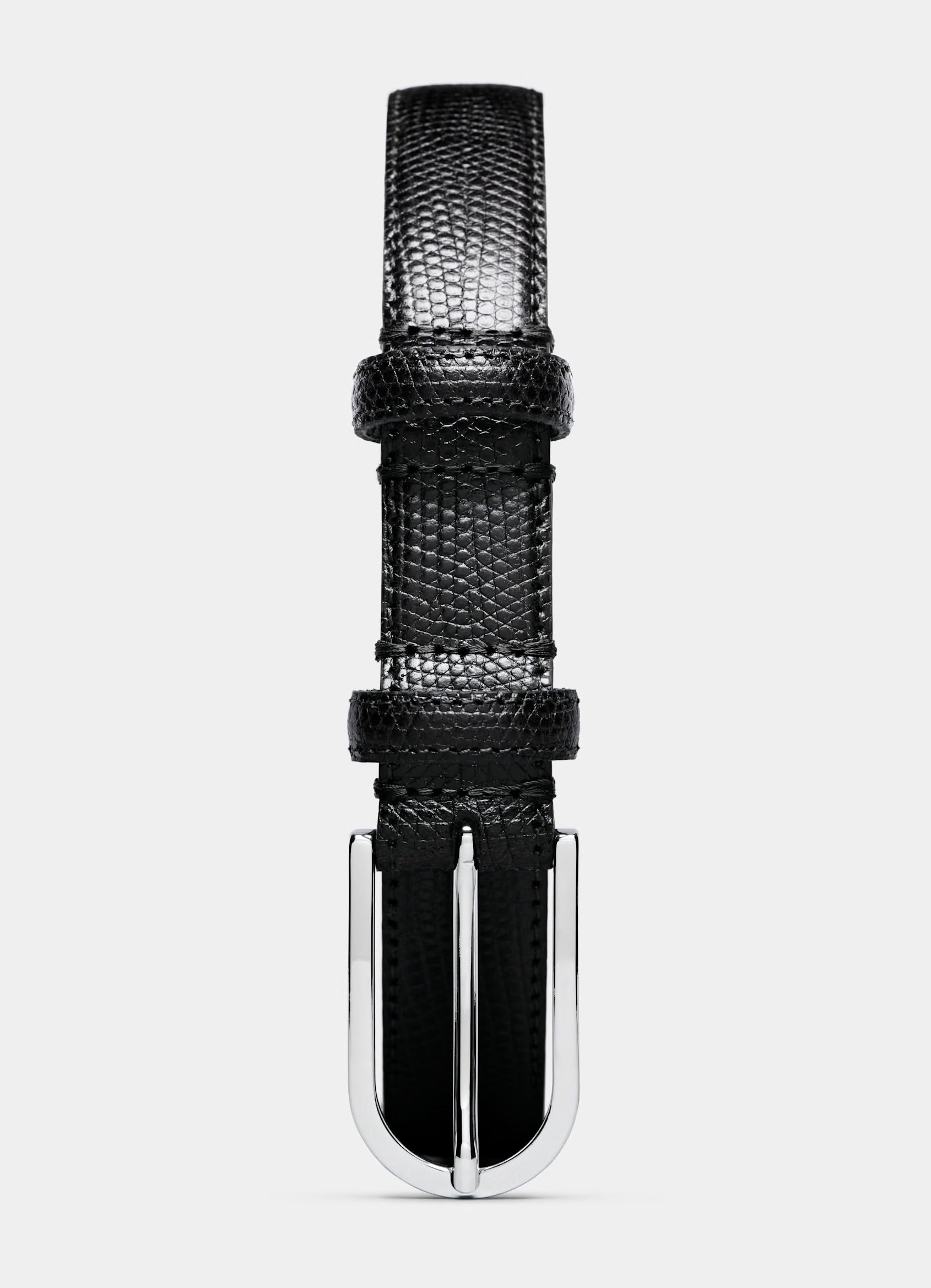 SUITSUPPLY Black Croc Leather Belt