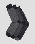 Charles Tyrwhitt 3 Pair Cotton Rich Patterned Multipack Socks - Black & Grey